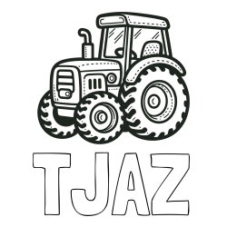 Online izdelana pobarvanka - Pobarvanka imena TJAŽ in pobarvanka čudovitega traktorja