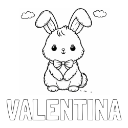 Online izdelana pobarvanka - Pobarvanka imena VALENTINA in pobarvanka prikupnega zajčka