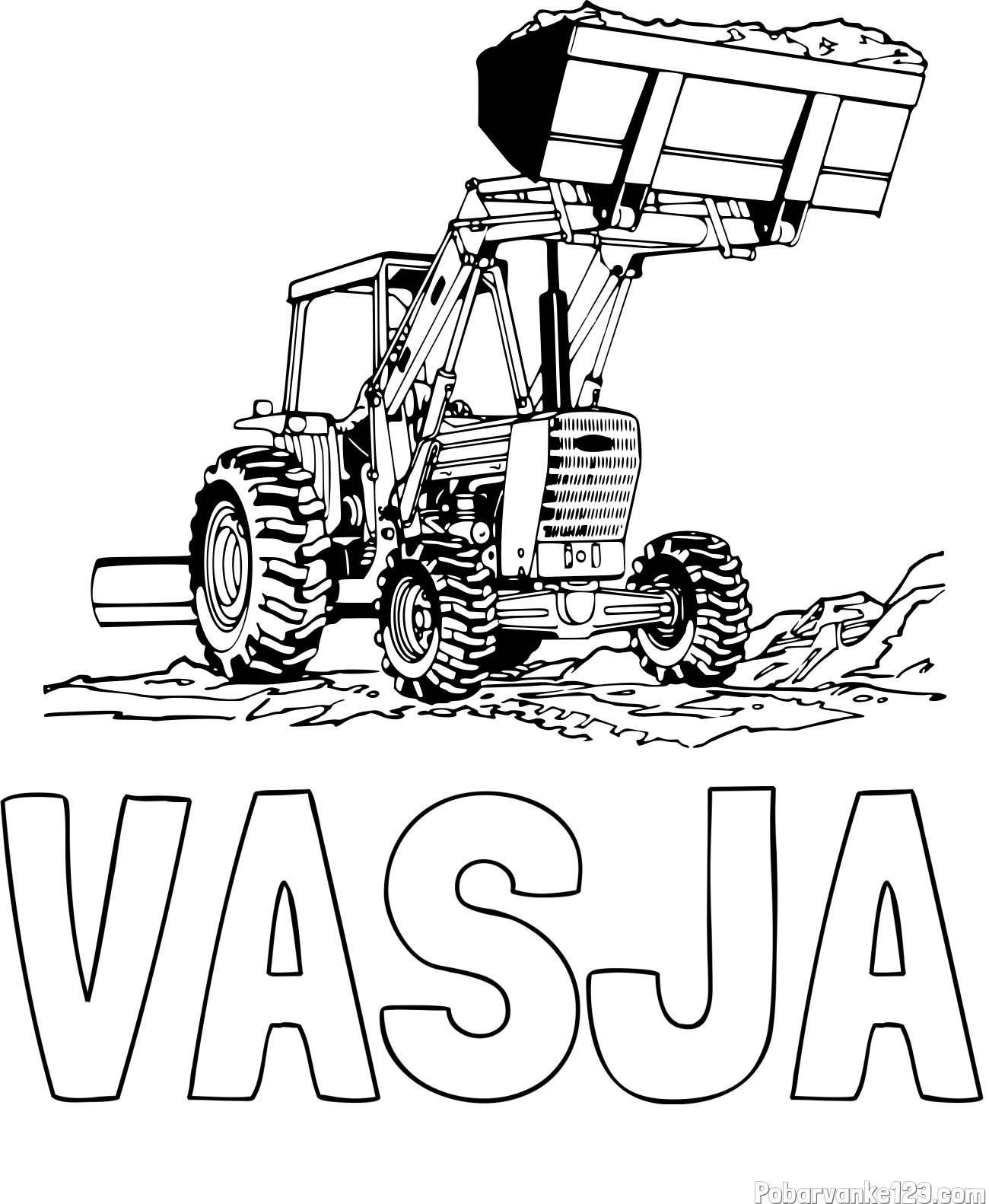 Pobarvanka imena VASJA in pobarvanka traktorja