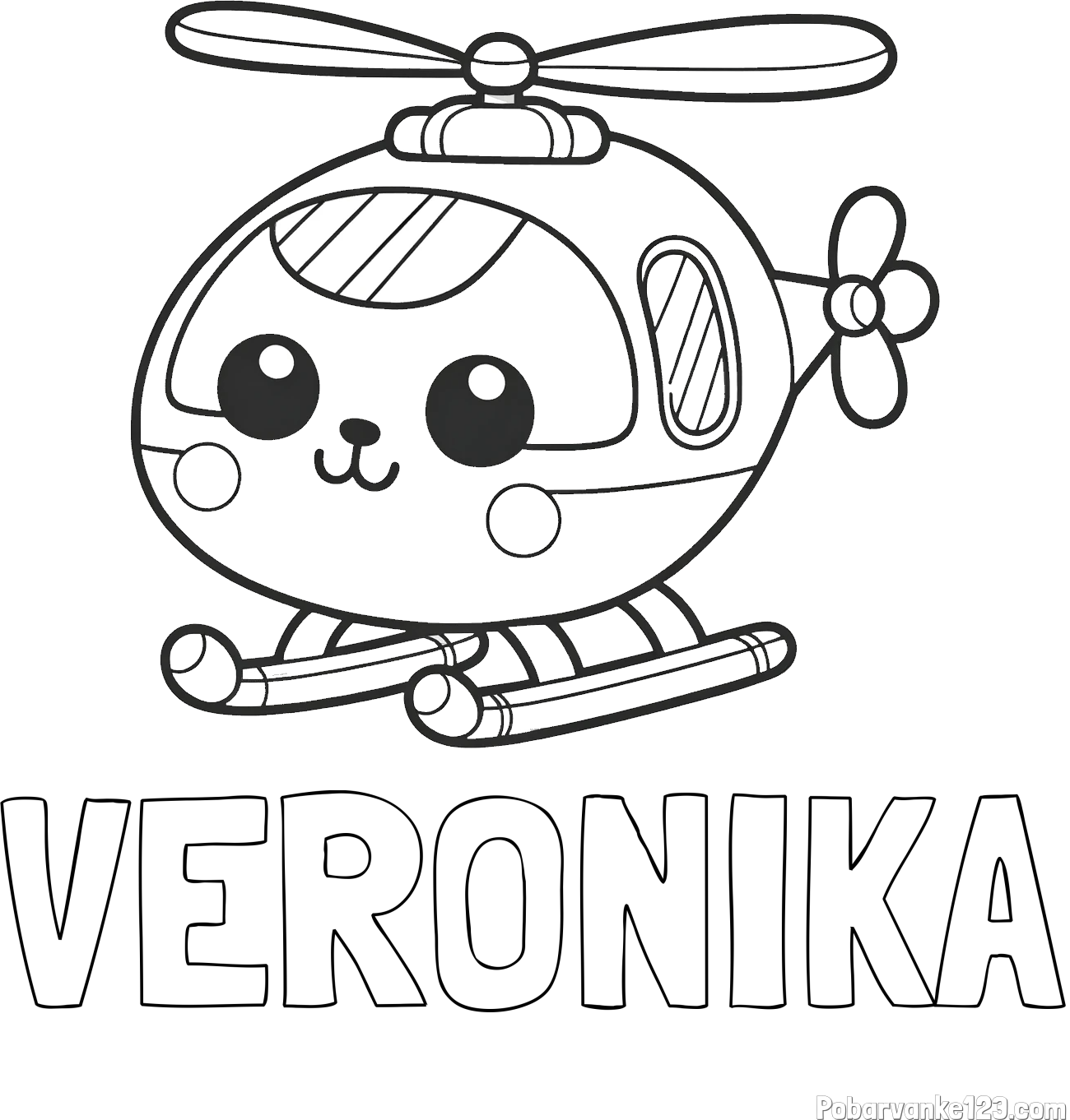 Pobarvanka imena VERONIKA in otroška pobarvanka helikopterja