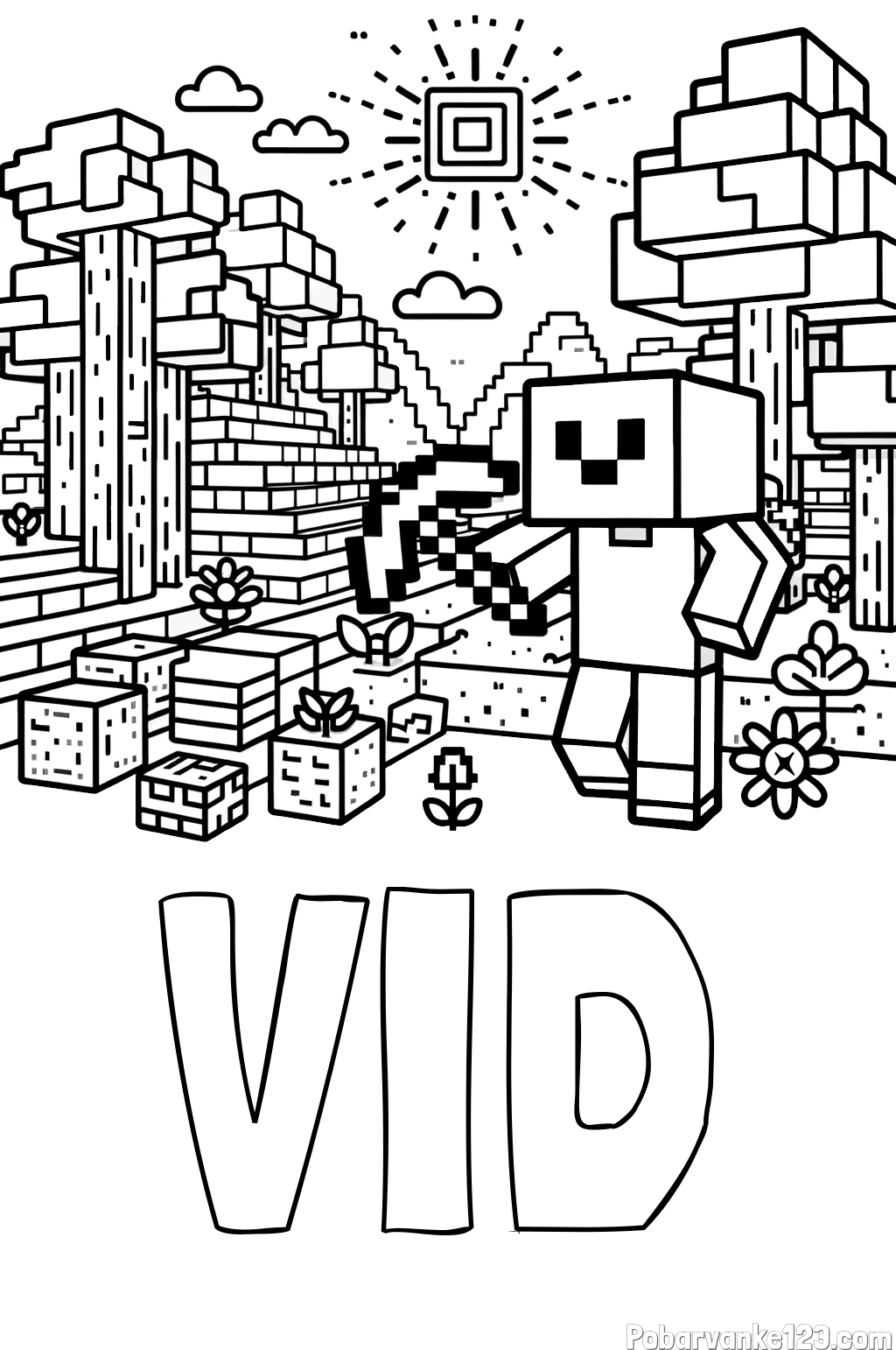 Pobarvanka imena VID in pobarvanka Minecraft sveta