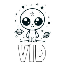 Online izdelana pobarvanka - Pobarvanka imena VID in pobarvanka vesoljec