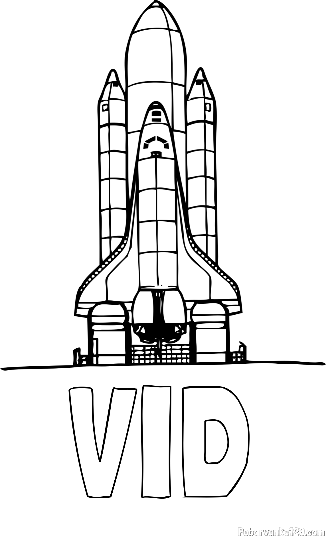 Pobarvanka imena VID in pobarvanka vesoljskega plovila Space Shuttle