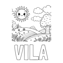Online izdelana pobarvanka - Pobarvanka imena VILA in otroška pobarvanka narave