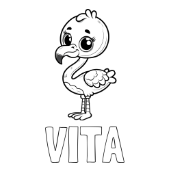 Online izdelana pobarvanka - Pobarvanka imena VITA in pobarvanka majhnega flaminga
