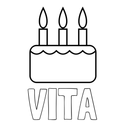 Online izdelana pobarvanka - Pobarvanka imena VITA in pobarvanka rojstnodnevne torte za 3. rojstni dan