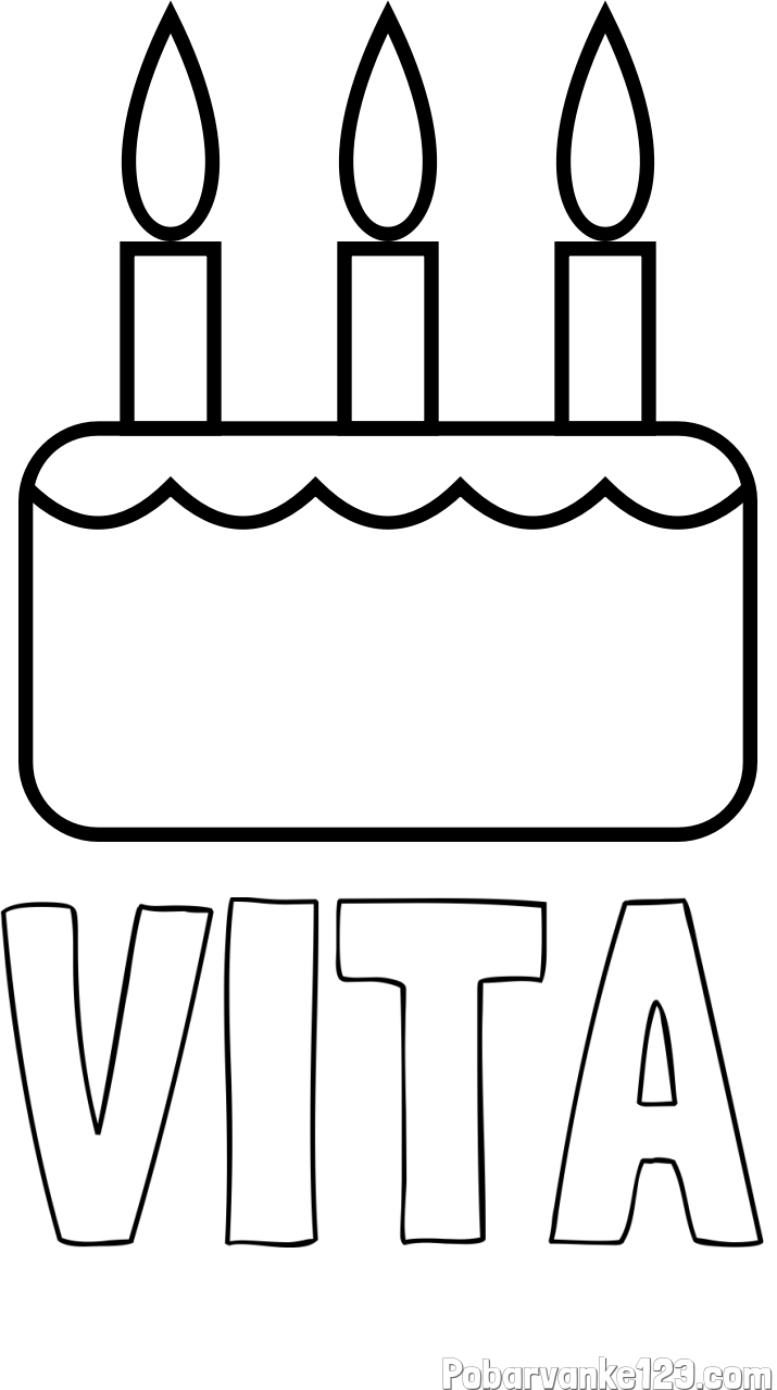 Pobarvanka imena VITA in pobarvanka rojstnodnevne torte za 3. rojstni dan