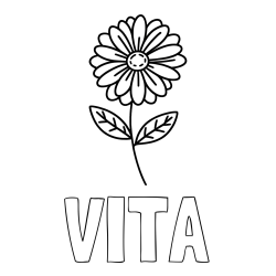 Online izdelana pobarvanka - Pobarvanka imena VITA in pobarvanka rožice