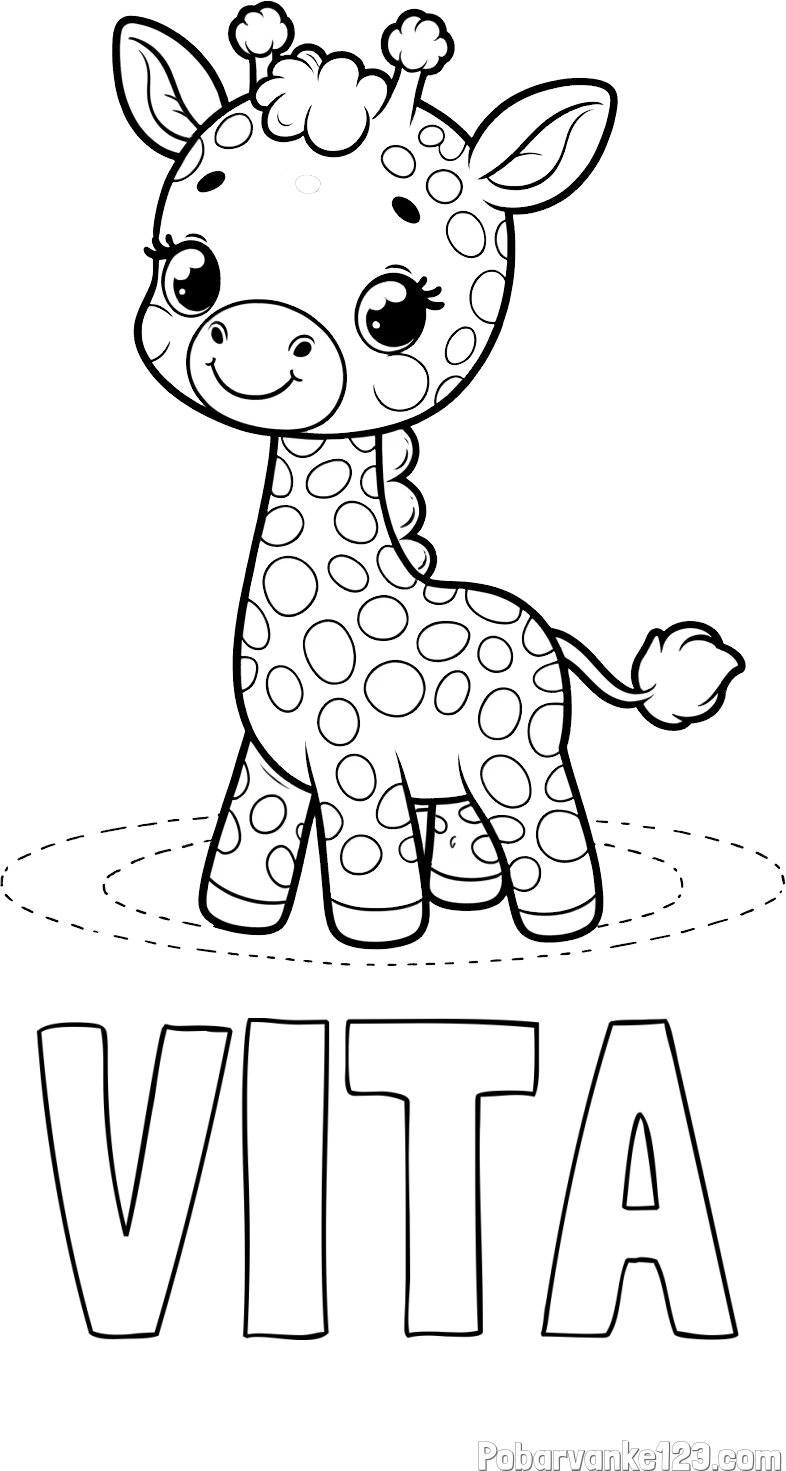 Pobarvanka imena VITA in pobarvanka žirafe