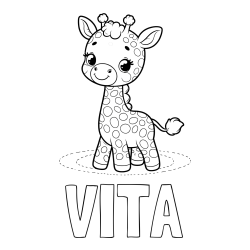 Online izdelana pobarvanka - Pobarvanka imena VITA in pobarvanka žirafe