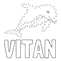 Online izdelana pobarvanka - Pobarvanka imena VITAN in pobarvanka delfina - poveži številke
