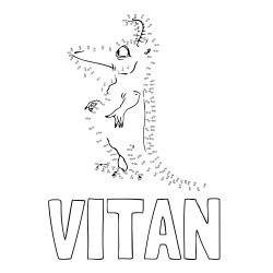 Online izdelana pobarvanka - Pobarvanka imena VITAN in pobarvanka pošasti - poveži številke