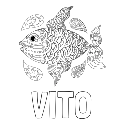 Online izdelana pobarvanka - Pobarvanka imena VITO in pobarvanka pisane ribe