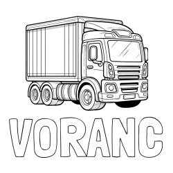 Online izdelana pobarvanka - Pobarvanka imena VORANC in pobarvanka velikega tovornjaka