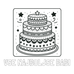Online izdelana pobarvanka - Pobarvanka imena VSE NAJBOLJŠE BABI in pobarvanka slastne torte