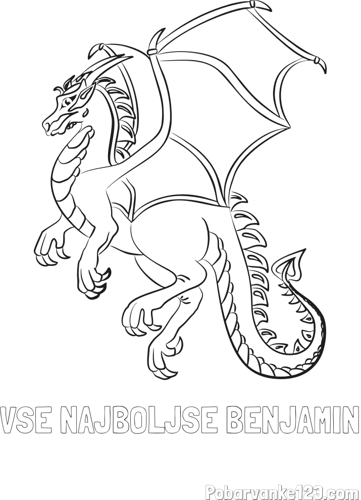 Pobarvanka imena VSE NAJBOLJŠE BENJAMIN in pobarvanka strašnega zmaja