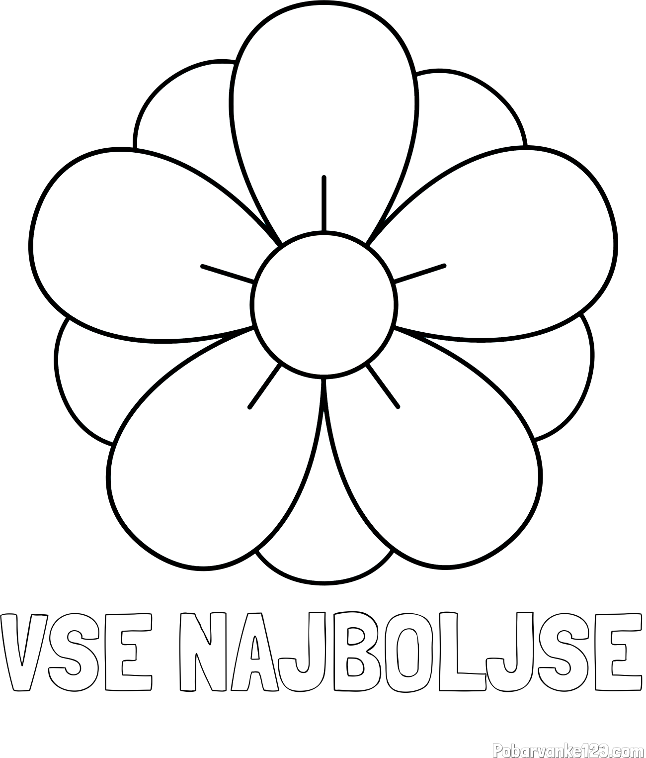 Pobarvanka imena VSE NAJBOLJŠE in pobarvanka lepega cveta