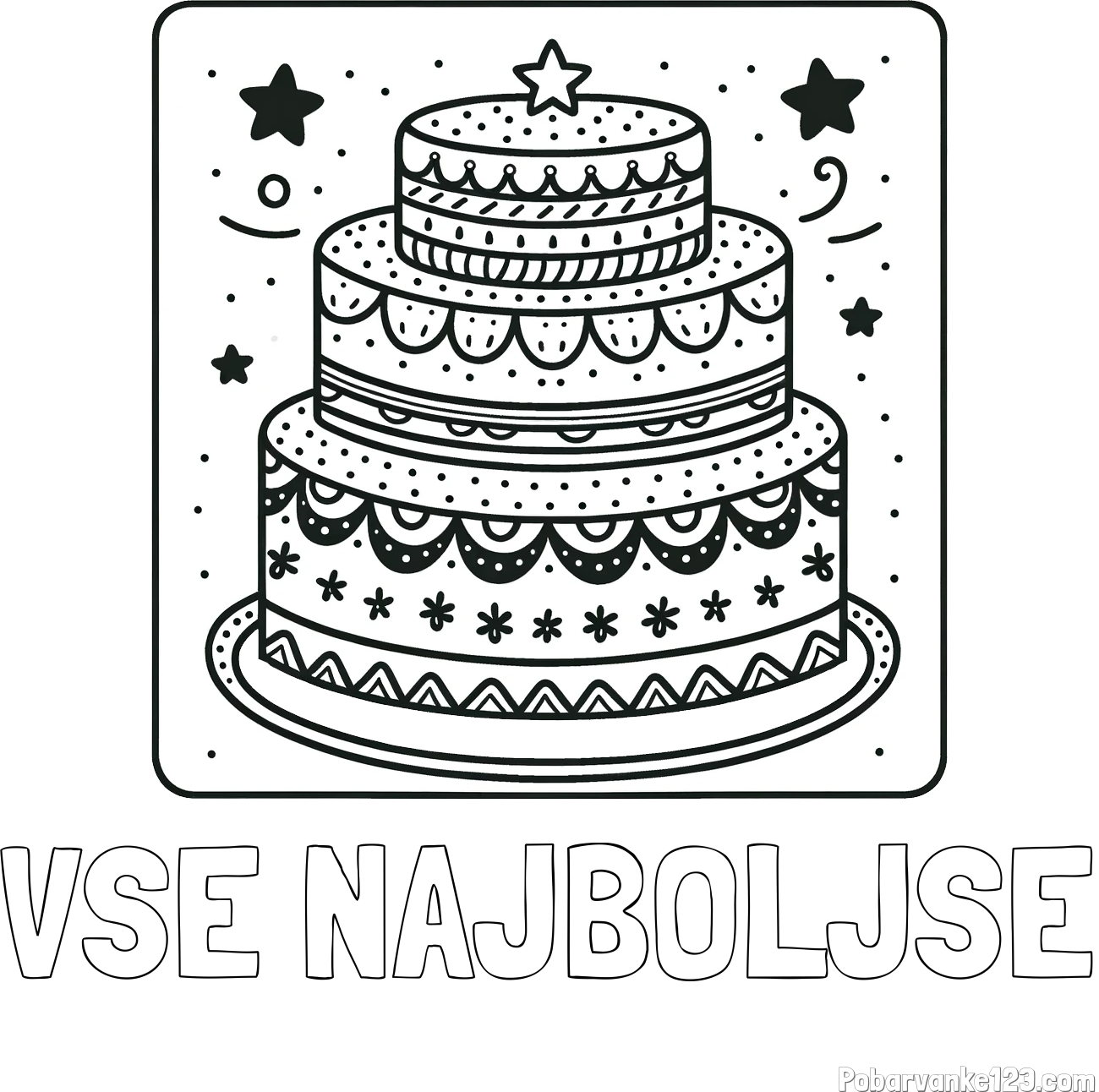 Pobarvanka imena VSE NAJBOLJŠE in pobarvanka slastne torte