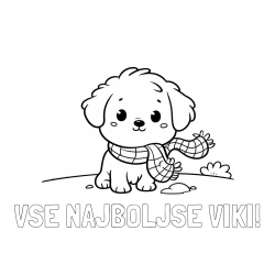 Online izdelana pobarvanka - Pobarvanka imena VSE NAJBOLJŠE VIKI! in pobarvanka prikupnega psička