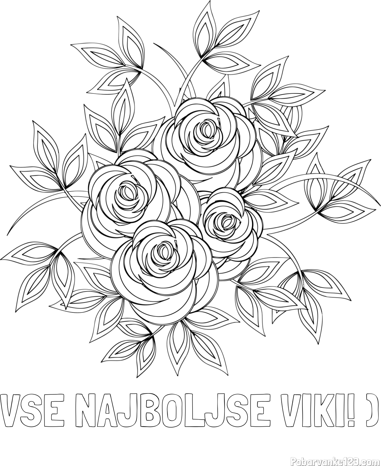 Pobarvanka imena VSE NAJBOLJŠE VIKI! ) in pobarvanka šopka vrtnic