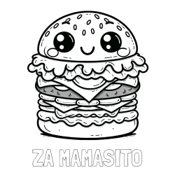 Online izdelana pobarvanka - Pobarvanka imena ZA MAMASITO in otroška pobarvanka nasmejanega hamburgerja