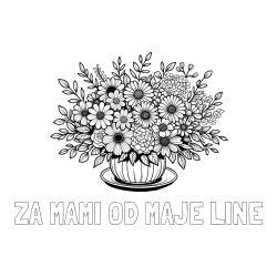 Online izdelana pobarvanka - Pobarvanka imena ZA MAMI OD MAJE LINE in pobarvanka velikega šopka rož