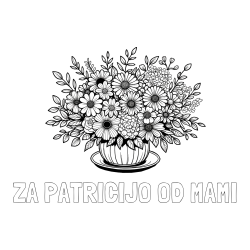 Online izdelana pobarvanka - Pobarvanka imena ZA PATRICIJO OD MAMI in pobarvanka velikega šopka rož