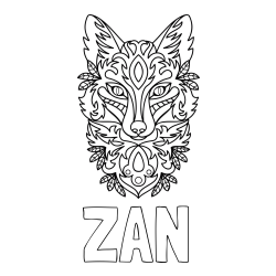 Online izdelana pobarvanka - Pobarvanka imena ŽAN in pobarvanka volka - mandale