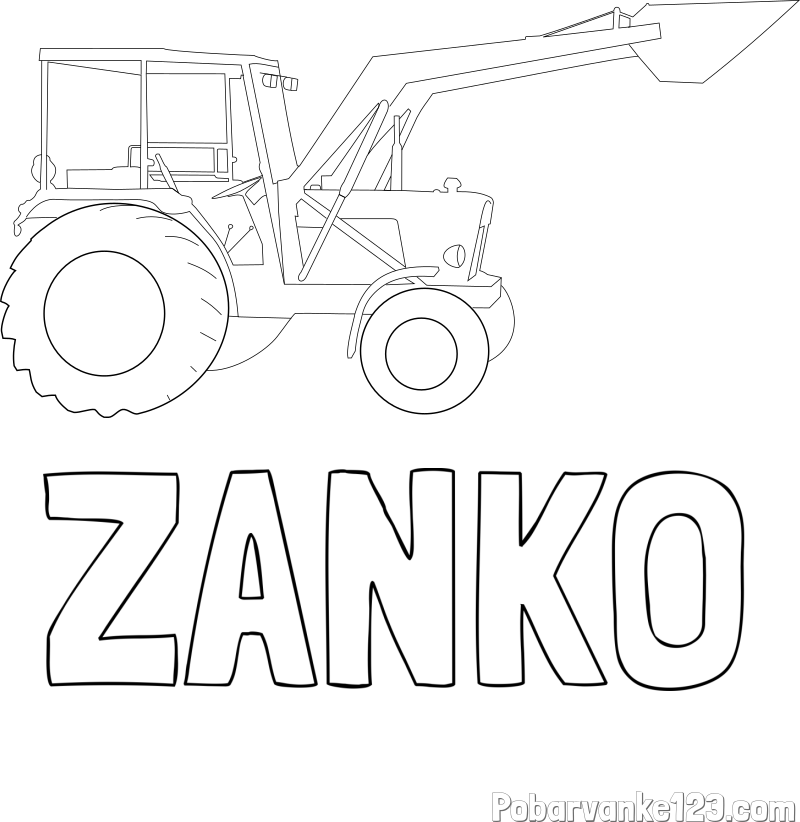 Pobarvanka imena ŽANKO in traktor 2