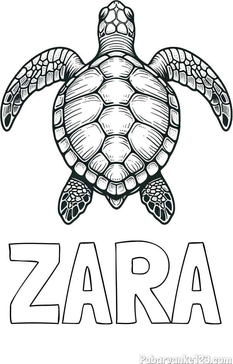 Pobarvanka imena ZARA in enostavna pobarvanka želve