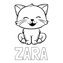 Online izdelana pobarvanka - Pobarvanka imena ZARA in pobarvanka prikupne mačke
