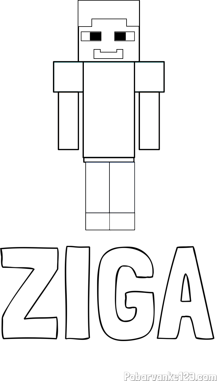 Pobarvanka imena ŽIGA in pobarvanka Minecraft glavnega junaka