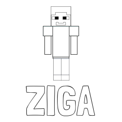 Online izdelana pobarvanka - Pobarvanka imena ŽIGA in pobarvanka Minecraft glavnega junaka