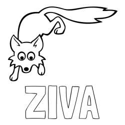 Online izdelana pobarvanka - Pobarvanka imena ŽIVA in otroška pobarvanka ljubke lisičke