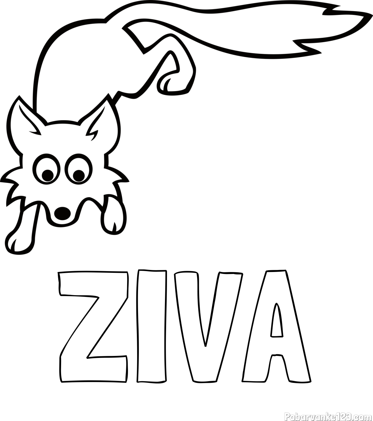 Pobarvanka imena ŽIVA in otroška pobarvanka ljubke lisičke