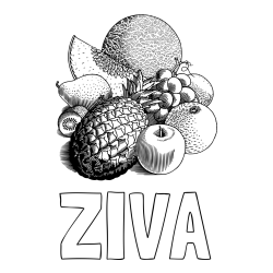 Online izdelana pobarvanka - Pobarvanka imena ŽIVA in pobarvanka sadja (ananas, melona, jabolka, kivi, grozdje, pomaranča...)