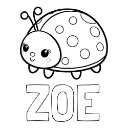 Online izdelana pobarvanka - Pobarvanka imena ZOE in pobarvanka ljubke pikapolonice