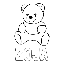 Online izdelana pobarvanka - Pobarvanka imena ZOJA in pobarvanka medvedka