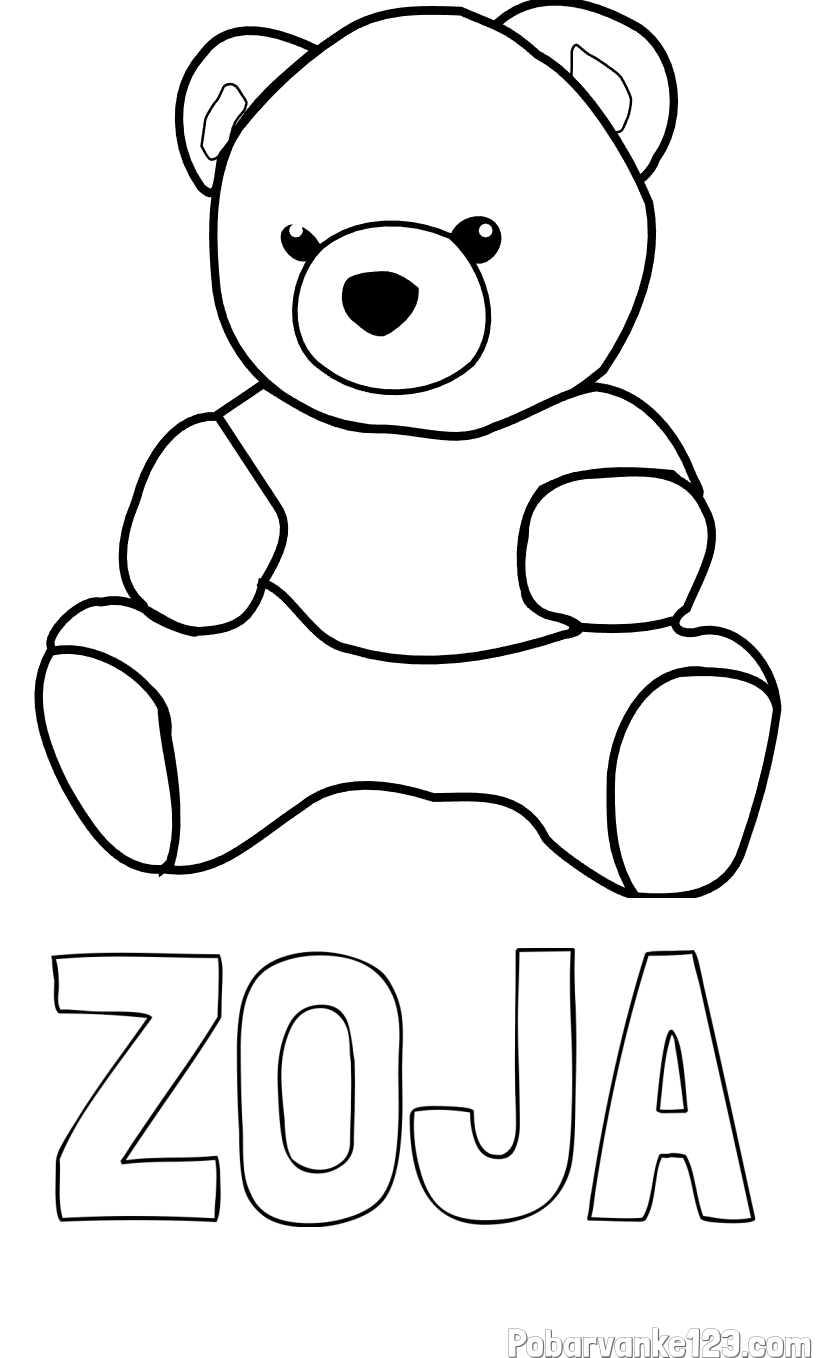 Pobarvanka imena ZOJA in pobarvanka medvedka