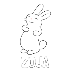 Online izdelana pobarvanka - Pobarvanka imena ZOJA in pobarvanka nasmejanega zajčka
