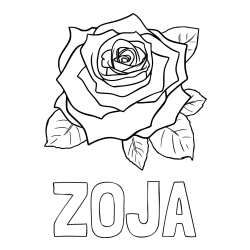 Online izdelana pobarvanka - Pobarvanka imena ZOJA in pobarvanka vrtnice