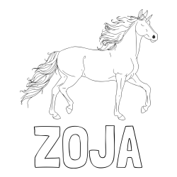 Online izdelana pobarvanka - Pobarvanka imena ZOJA in samorog