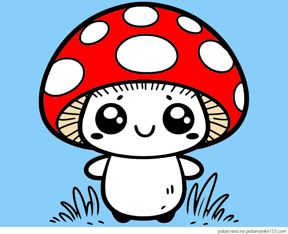 POBARVANA POBARVANKA - Otroška pobarvanka gobe