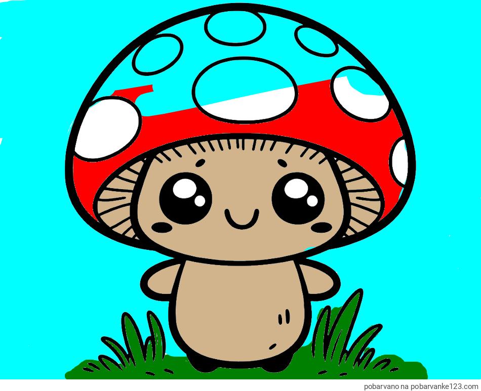 POBARVANA POBARVANKA - Otroška pobarvanka gobe
