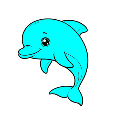 Pobarvana pobarvanka - Otroška pobarvanka ljubkega delfina