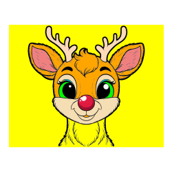 POBARVANA POBARVANKA - Otroška pobarvanka simpatičnega jelenčka Rudolfa