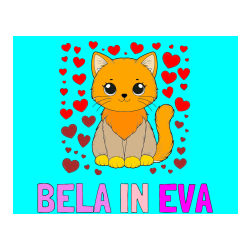 POBARVANA POBARVANKA - Pobarvanka imena BELA IN EVA in pobarvanka ljubke mucke obdane s srčki