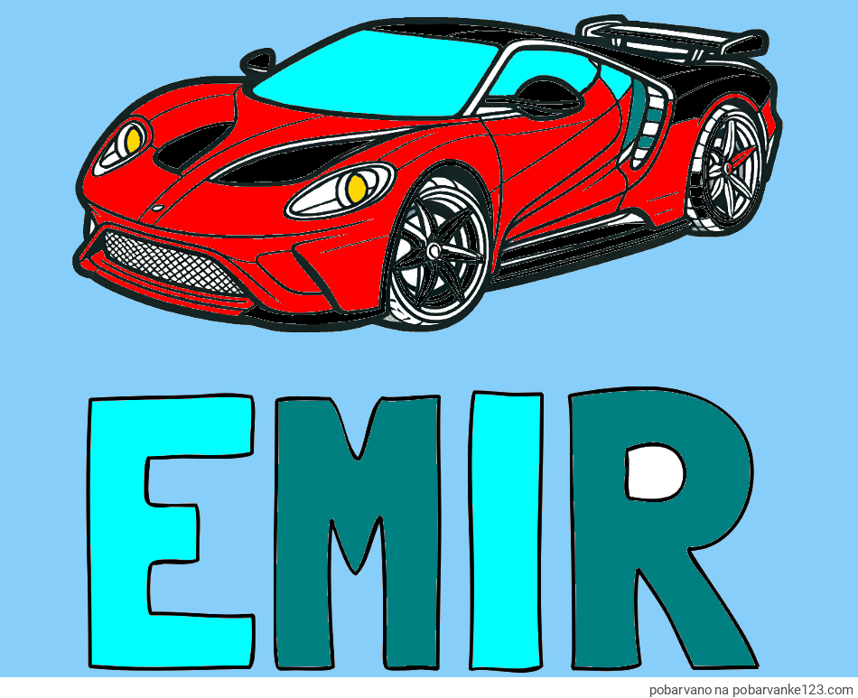 POBARVANA POBARVANKA - Pobarvanka imena EMIR in Športni avtomobil