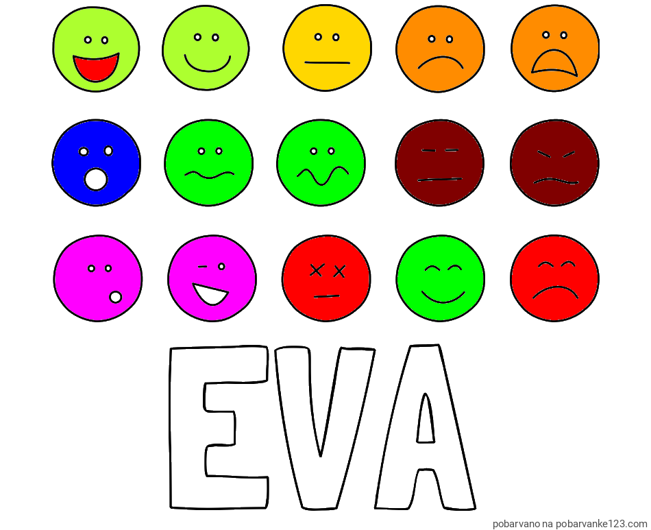POBARVANA POBARVANKA - Pobarvanka imena EVA in pobarvanka smeškov