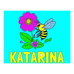 Pobarvana pobarvanka - Pobarvanka imena KATARINA in otroška pobarvanka čebelice in rožice
